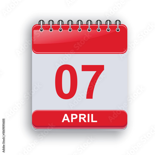April 7 Daily Calendar Printable Flat Design