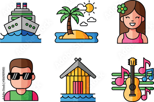 Tropical Vacation Vector Illustrations