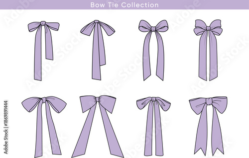Fashion Element Bow Tie Collection Editable Vector