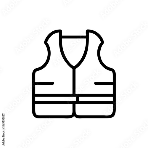 Hotel safety vest symbolizing security in a vacation context, simple line art style, copy space
