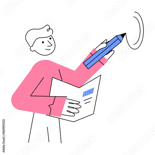 A drawing style illustration depicting learning