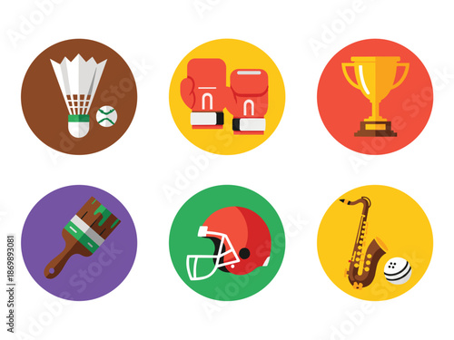 Vibrant Vector Illustrations of Sports Equipment