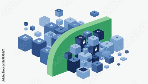 Abstract Digital Blocks Representing Data Security and Information Protection
