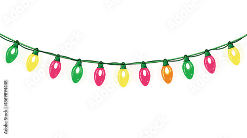 Festive Christmas Lights Garland Vector Illustration