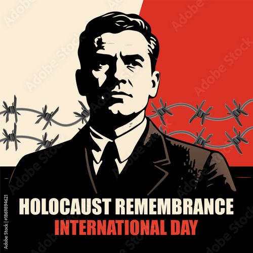 Holocaust remembrance international day man, vector art illustration.
