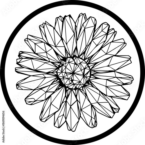 Modern geometric daisy blooms with artistic flair, perfect for spring designs and nature-inspired projects, conveying freshness and beauty in a clean style