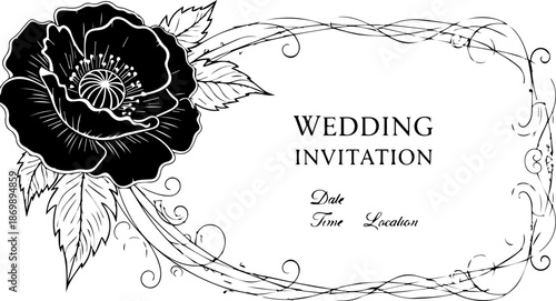 Elegant floral wedding invitation template for DIY brides, personalize your special day with this unique design, perfect for sophisticated celebrations