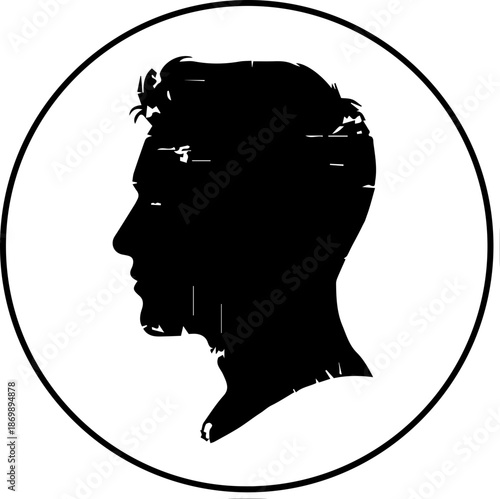 Modern profile portrait of a man in a circle, ideal for logo design, user avatar, or brand identity, originally created as a scalable vector graphic