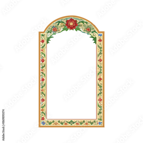 Tazhib Eslimi Art Iranian Text Box Floral Vector. iranian art empty frame isolated transparent background. vector illustration of iranian ornament frame ideal for text box