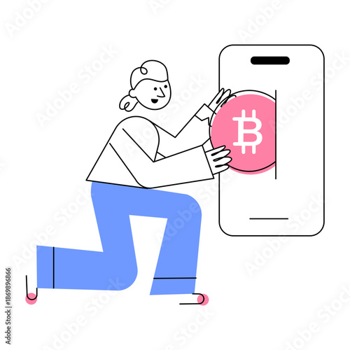 A doodle style illustration showing crypto payment