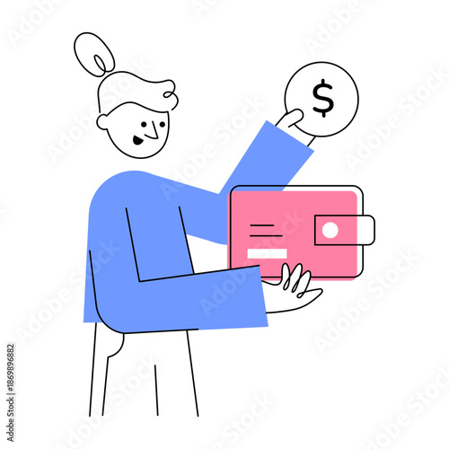 A drawing style illustration depicting wallet