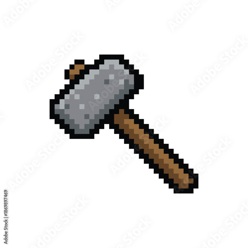 Pixel Art Stone Hammer Sprite