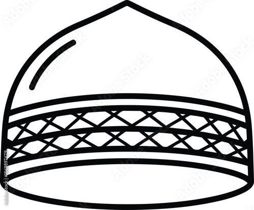 Kufi Hat Silhouette Islamic Headwear Religious Symbol Simple Line Drawing