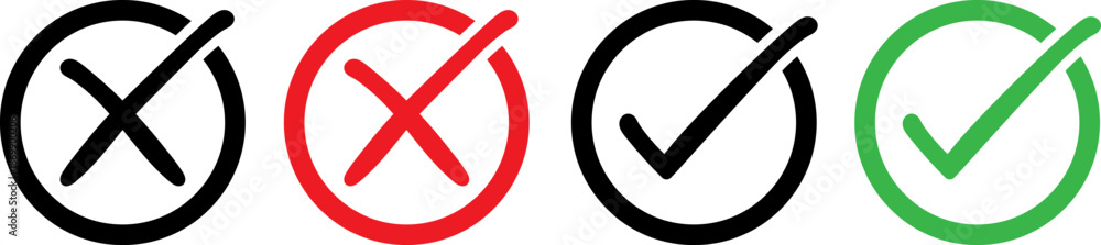 Fototapeta premium Checkmark and cross symbols set