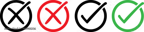 Checkmark and cross symbols set