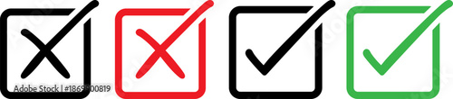 Checkmark and cross icons set