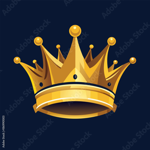 Golden crown with jewels on dark blue background in regal lighting for royalty and power themes