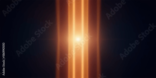 Vibrant orange light beam with a bright center on a dark background