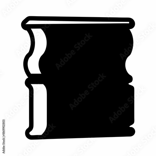 Abstract silhouette of an unfurled scroll or rolled paper with shadows