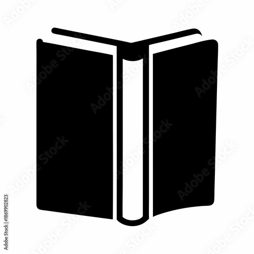 Open book silhouette with clear spine and visible pages, ready for reading