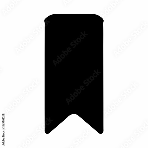 A sleek black bookmark icon with rounded corners on a white background