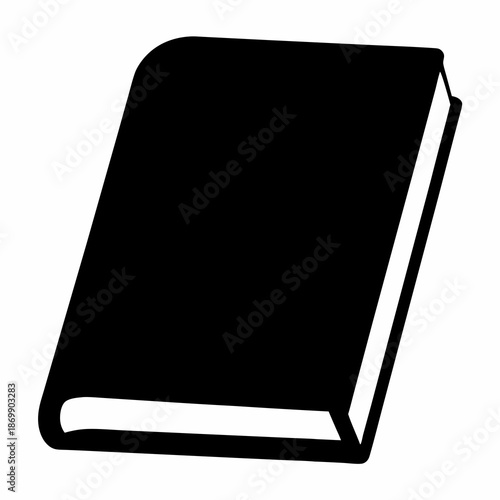 Black hardcover book with blank cover shown at an oblique angle design