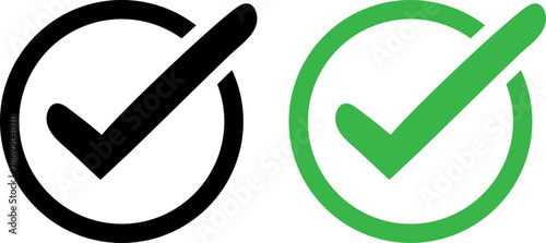 Minimalist checkmark icons in black and green