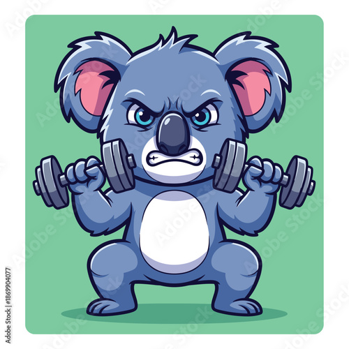 Photography Strong Koala Lifting Weights