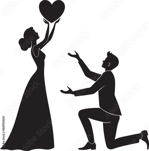 Romantic couple in love with heart symbol