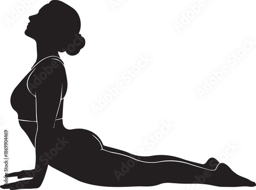 Yoga Woman Silhouette in Cobra Pose