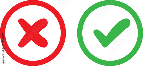 Isometric check mark and cross icons