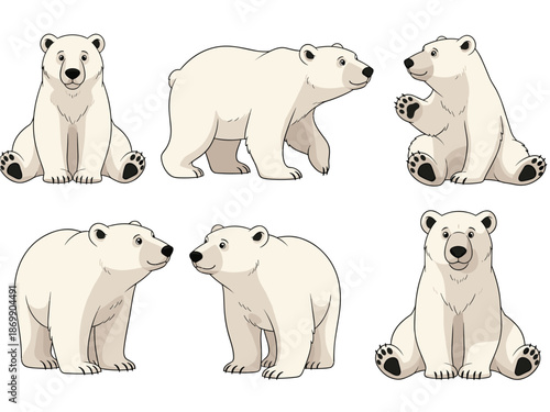 Charming Polar Bear Vector Illustrations