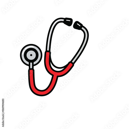 Isolated black stethoscope medical instrument on a white background for healthcare heart diagnostic exam by a doctor or nurse