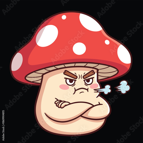 Angry Mushroom Character Illustration