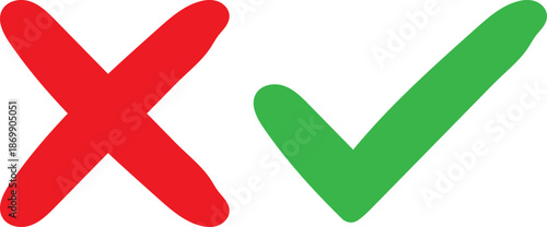 Flat design check and cross markers