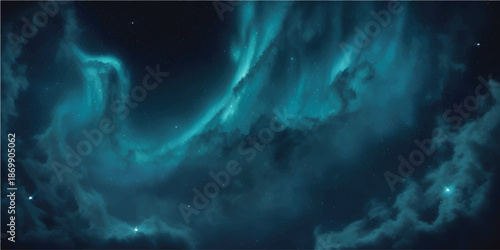 An abstract blue background loop features a motion design of particles and light energy flowing through a dark space texture like a smoke pattern in a storm sky or deep sea cloud backdrop