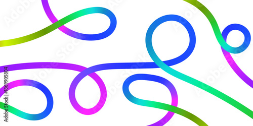 Abstract Rainbow Gradient Ribbon Shapes with Colorful Flowing Curves Modern Wave Background Vector Illustration