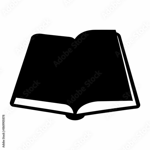 Open Book Icon Representing Reading, Learning and Education, Black and White