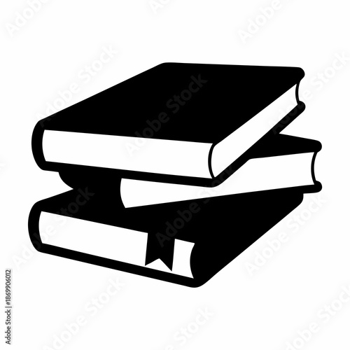 Stack of three books in simple black and white illustration style