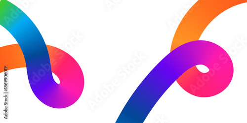 Abstract Rainbow Gradient Ribbon Shapes with Colorful Flowing Curves Modern Wave Background Vector Illustration