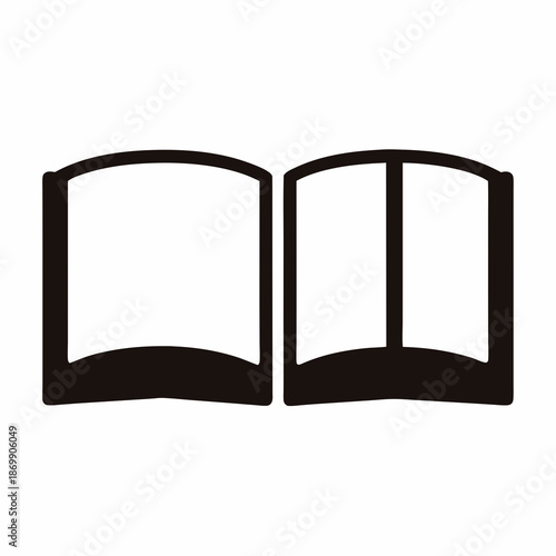 Simple illustration of an open book with a black border design