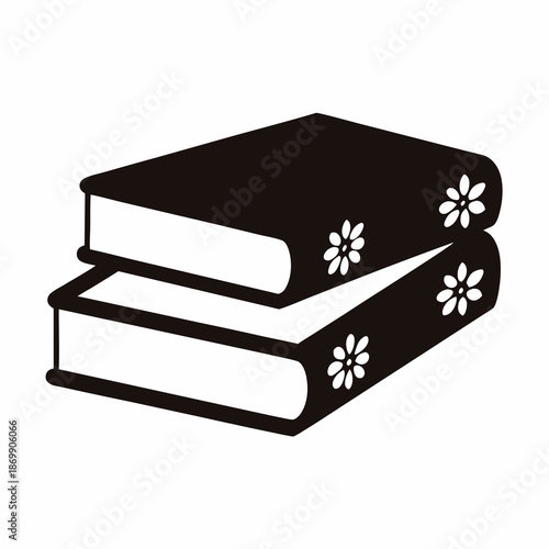 Stylized monochrome image of two books stacked on top of each other