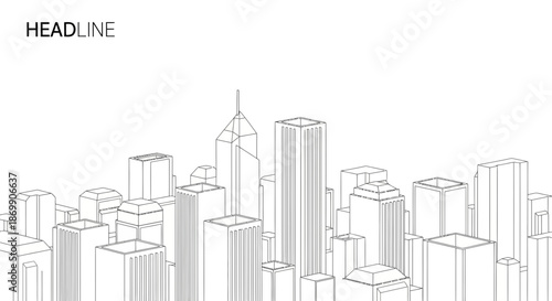 City skyline illustration with tall buildings and skyscrapers
