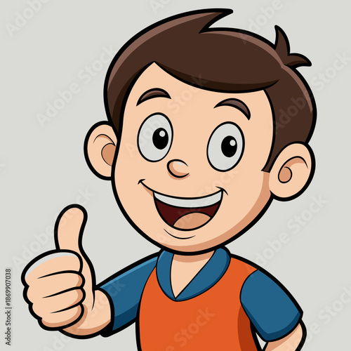 cartoon boy giving thumbs up vector illustration
