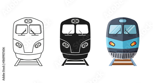 Three train cars in different colors and styles