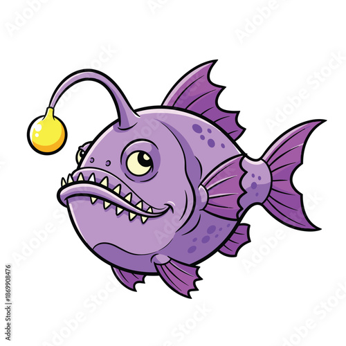 Whimsical Purple Anglerfish Vector Illustration