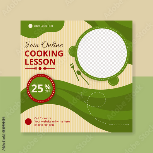 Online cooking class and chef hiring social media post