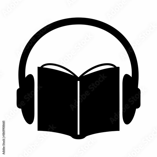 An icon of a book being read by headphones for audible listening