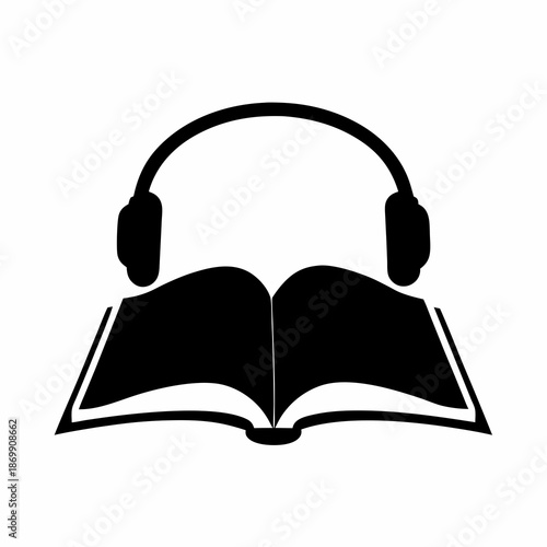 Audiobook icon shows headphones over open book symbolizing learning online