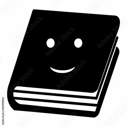 A cheerful black book with a happy face ready to be read